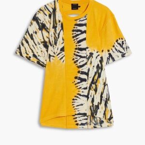 Proenza Schouler Yellow and Black Tie-Dye Short Sleeve Tee